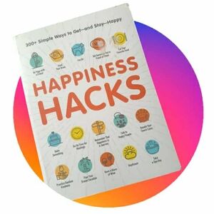 Happiness Hacks Book with Colorful Cover